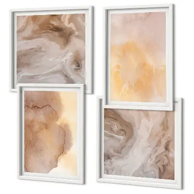 Wanddeko-Set mit warmen Aquarellfarben auf Leinwand
