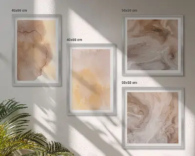 Wanddeko-Set mit warmen Aquarellfarben auf Leinwand
