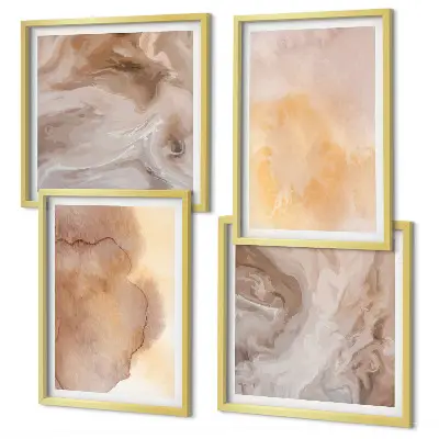 Wanddeko-Set mit warmen Aquarellfarben auf Leinwand