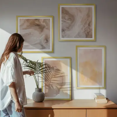 Wanddeko-Set mit warmen Aquarellfarben auf Leinwand