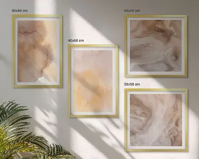 Wanddeko-Set mit warmen Aquarellfarben auf Leinwand