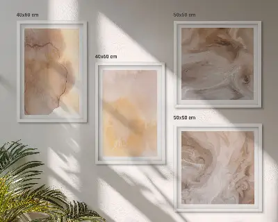 Wanddeko-Set mit warmen Aquarellfarben auf Leinwand