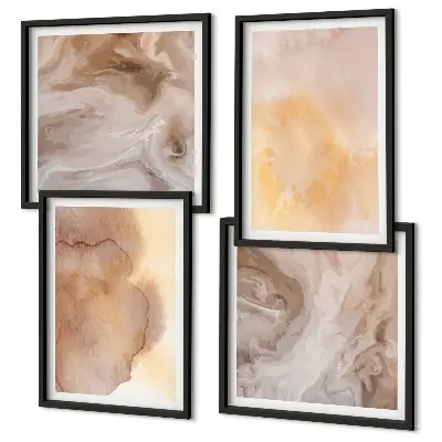 Wanddeko-Set mit warmen Aquarellfarben auf Leinwand