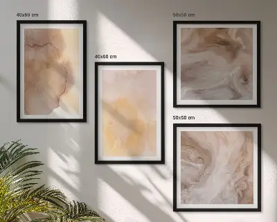 Wanddeko-Set mit warmen Aquarellfarben auf Leinwand