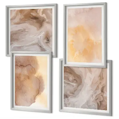 Wanddeko-Set mit warmen Aquarellfarben auf Leinwand
