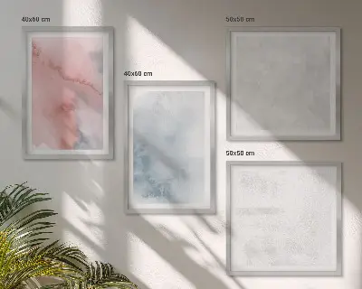 Pastellfarbene Aquarelltexturen als mehrteiliges Wandbild mit Rahmen
