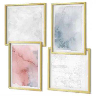 Pastellfarbene Aquarelltexturen als mehrteiliges Wandbild mit Rahmen