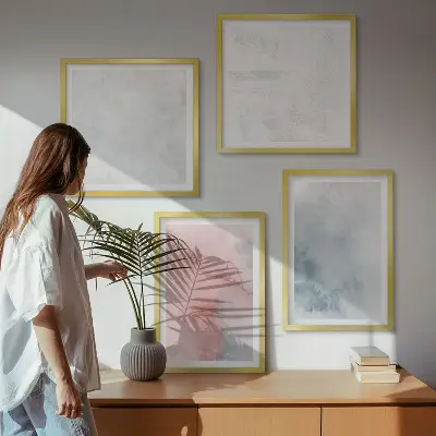 Pastellfarbene Aquarelltexturen als mehrteiliges Wandbild mit Rahmen
