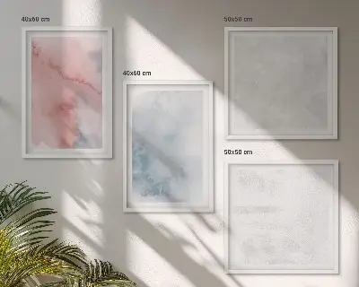 Pastellfarbene Aquarelltexturen als mehrteiliges Wandbild mit Rahmen