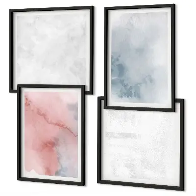 Pastellfarbene Aquarelltexturen als mehrteiliges Wandbild mit Rahmen