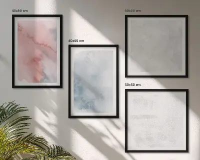 Pastellfarbene Aquarelltexturen als mehrteiliges Wandbild mit Rahmen