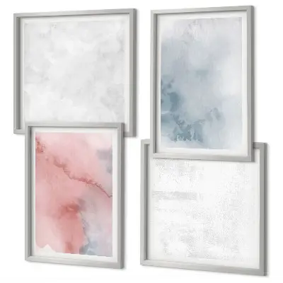 Pastellfarbene Aquarelltexturen als mehrteiliges Wandbild mit Rahmen