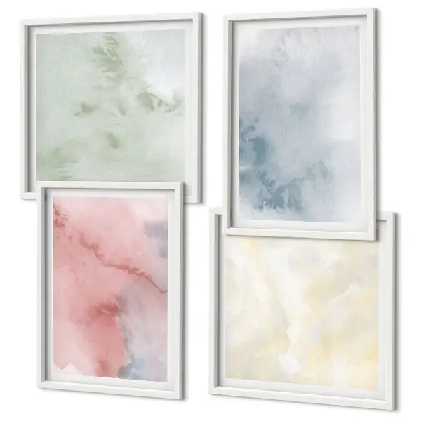 Wanddeko-Set in Aquarellfarben mit Pastelltönen