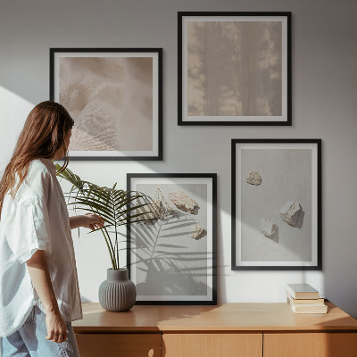Polyptychon mit rahmen Boho-Stranddekorationen aus Steinen