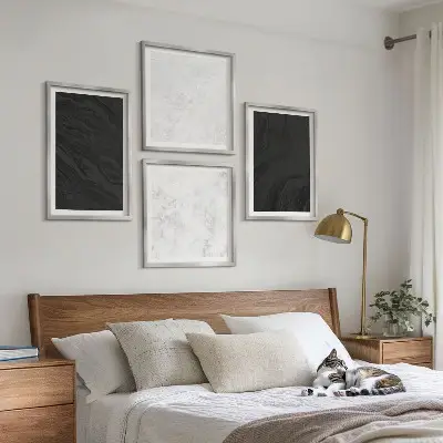 Wanddeko-Set dunkles Licht mit glamouröser Marmoroptik