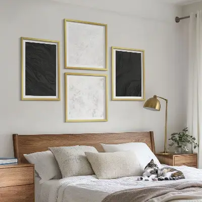 Wanddeko-Set dunkles Licht mit glamouröser Marmoroptik