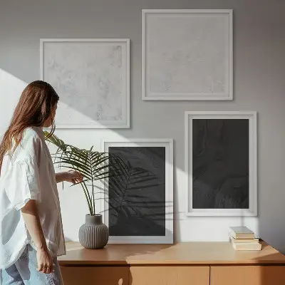Wanddeko-Set dunkles Licht mit glamouröser Marmoroptik