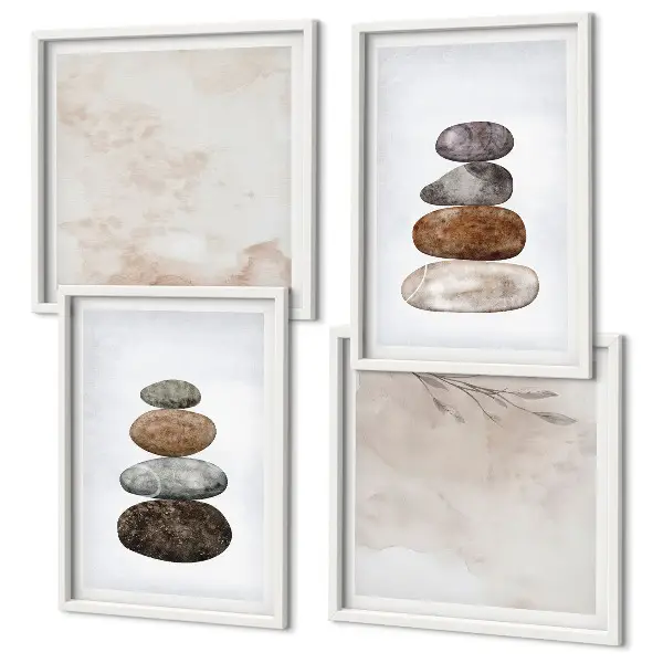 Wanddeko-Set mit Steinstapel Boho-Malerei