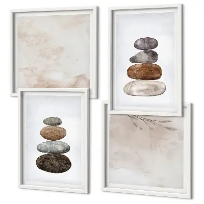 Wanddeko-Set mit Steinstapel Boho-Malerei