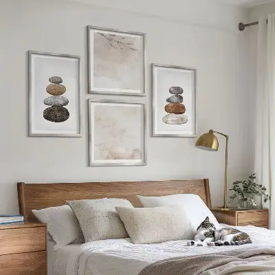 Wanddeko-Set mit Steinstapel Boho-Malerei