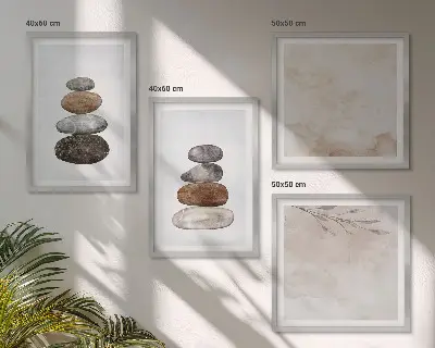 Wanddeko-Set mit Steinstapel Boho-Malerei