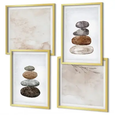 Wanddeko-Set mit Steinstapel Boho-Malerei