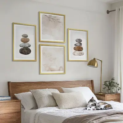 Wanddeko-Set mit Steinstapel Boho-Malerei
