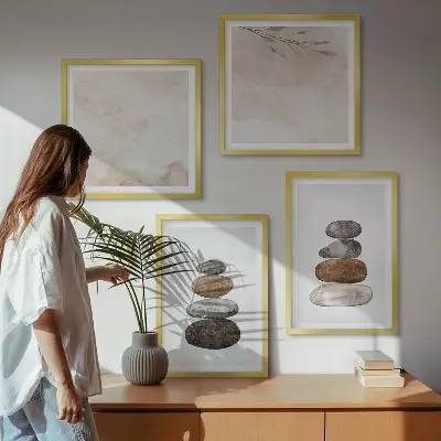 Wanddeko-Set mit Steinstapel Boho-Malerei
