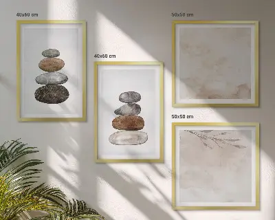 Wanddeko-Set mit Steinstapel Boho-Malerei