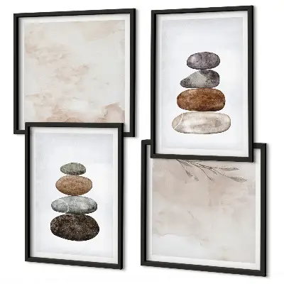 Wanddeko-Set mit Steinstapel Boho-Malerei