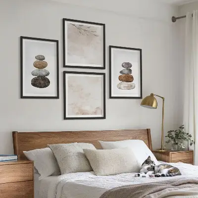 Wanddeko-Set mit Steinstapel Boho-Malerei