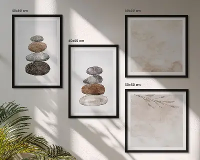 Wanddeko-Set mit Steinstapel Boho-Malerei