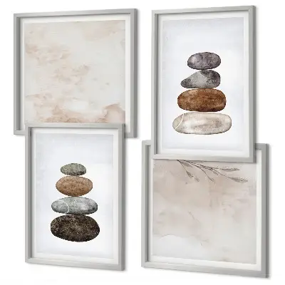Wanddeko-Set mit Steinstapel Boho-Malerei