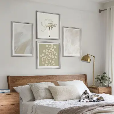 Blumen mit modischen Boho-Texturen als Polyptychon mit Rahmen