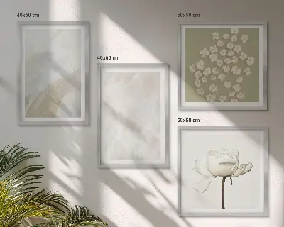 Blumen mit modischen Boho-Texturen als Polyptychon mit Rahmen