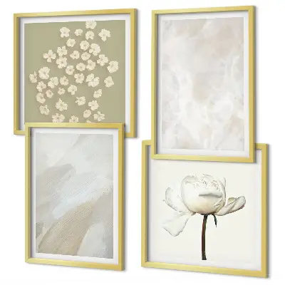 Blumen mit modischen Boho-Texturen als Polyptychon mit Rahmen