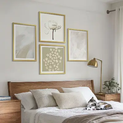 Blumen mit modischen Boho-Texturen als Polyptychon mit Rahmen