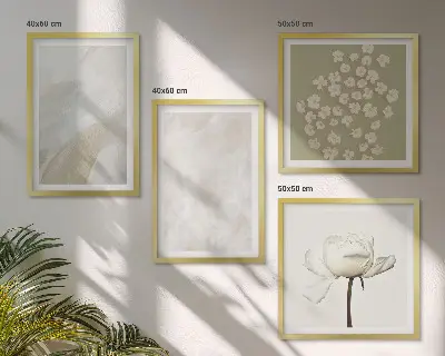 Blumen mit modischen Boho-Texturen als Polyptychon mit Rahmen