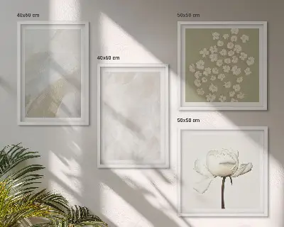 Blumen mit modischen Boho-Texturen als Polyptychon mit Rahmen