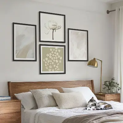 Blumen mit modischen Boho-Texturen als Polyptychon mit Rahmen