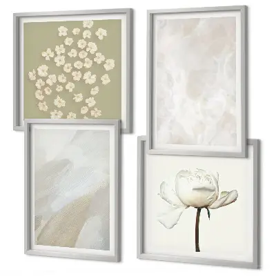 Blumen mit modischen Boho-Texturen als Polyptychon mit Rahmen
