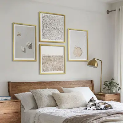 Leichte Boho-Sandtexturen als gerahmtes Polyptychon