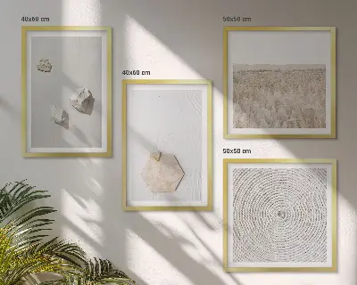 Leichte Boho-Sandtexturen als gerahmtes Polyptychon