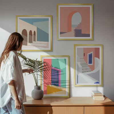 Wanddeko-set Farbenfrohe moderne Gebäude