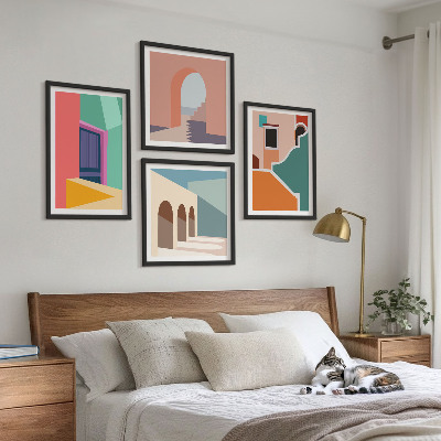 Polyptychon mit rahmen Farbenfrohe Illustrationen der Stadt