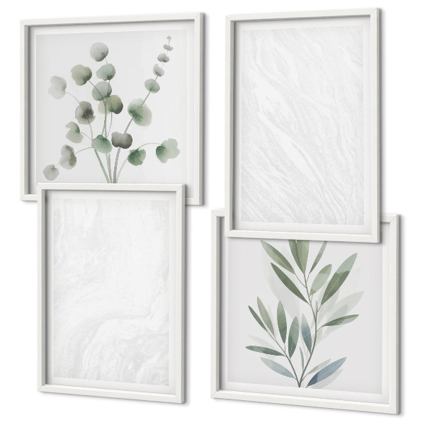 Wanddeko-set Marmorstruktur, pastellfarbene Zweige