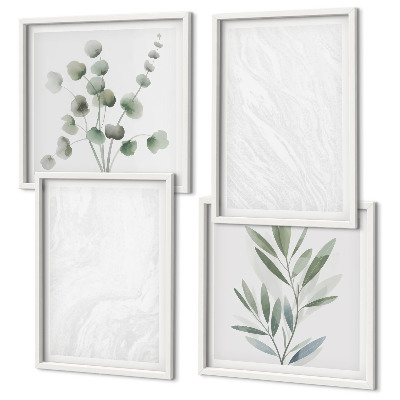 Wanddeko-set Marmorstruktur, pastellfarbene Zweige