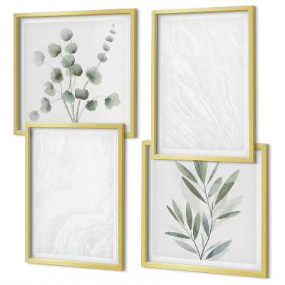 Wanddeko-set Marmorstruktur, pastellfarbene Zweige