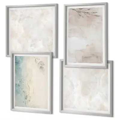 Aquarellmalerei Textur als gerahmtes Polyptychon
