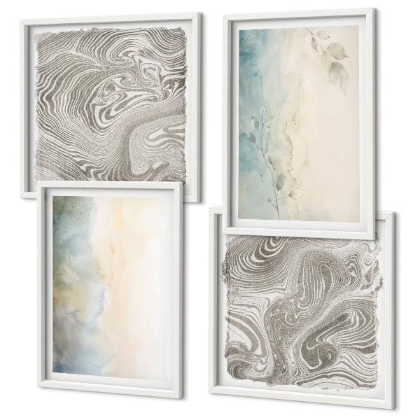 Wanddeko-set Zarte Aquarellkartons